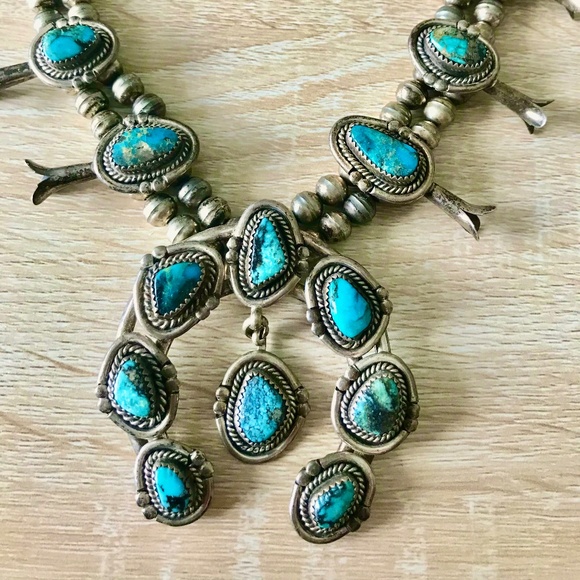 Vintage Old Pawn Authentic Squash Blossom Necklace - Picture 2 of 4